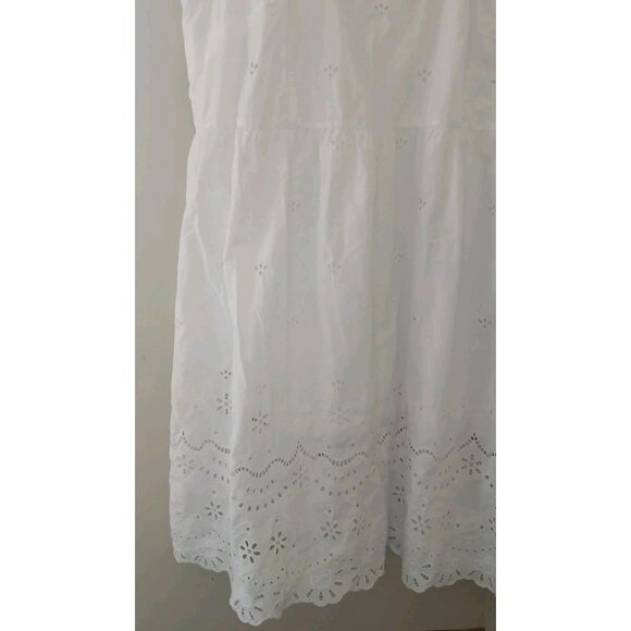 Talbots Plus Eyelet Border Sleeveless Square Neck Midi Dress Size 24W White - Picture 4 of 12